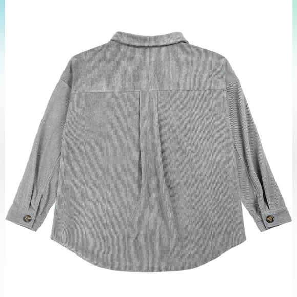 Womens Shacket Corduroy Button Down Shirt - Picture 4 of 8
